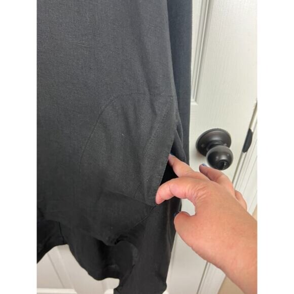Mosaic USA Linen Lagenlook Top Asymmetrical Hem Black Tunic Size XXL Oversized - Picture 5 of 8